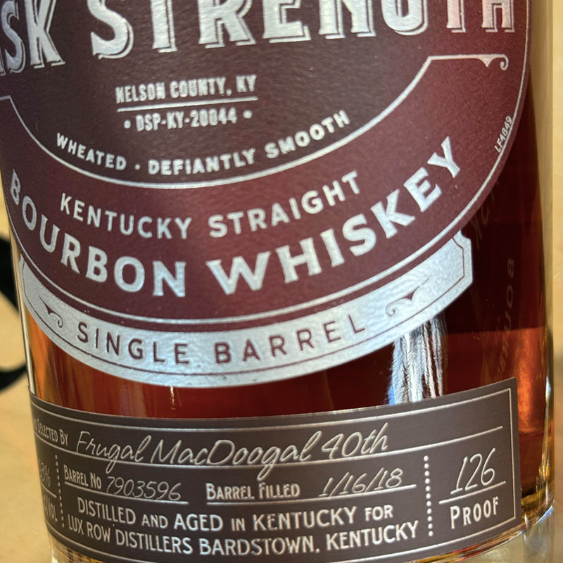 Rebel Cask Strength Single Barrel Bourbon Frugal MacDoogal Nashville